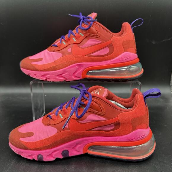 Nike Air Max 270 React Shoes Womens 6.5 Red Pink Athletic Sneakers AT6174-600 - Picture 2 of 8